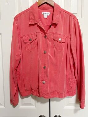 Coldwater Creek Jacket XL 100% Tencel Coral Preppy Coastal Cowgirl 90's Y2K